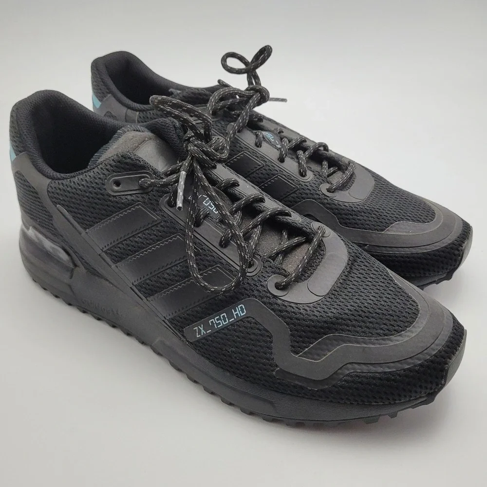 Adidas ZX 750 HD Shoes Mens 10 Core Black Running Athletic Sneakers FV8488